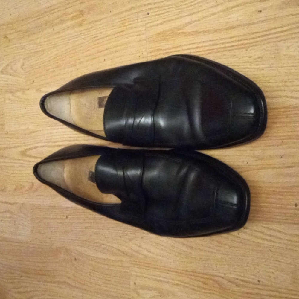 Nordstrom Bologna Black Slip On Dress Shoes Mens Size 10EE Made In Italy